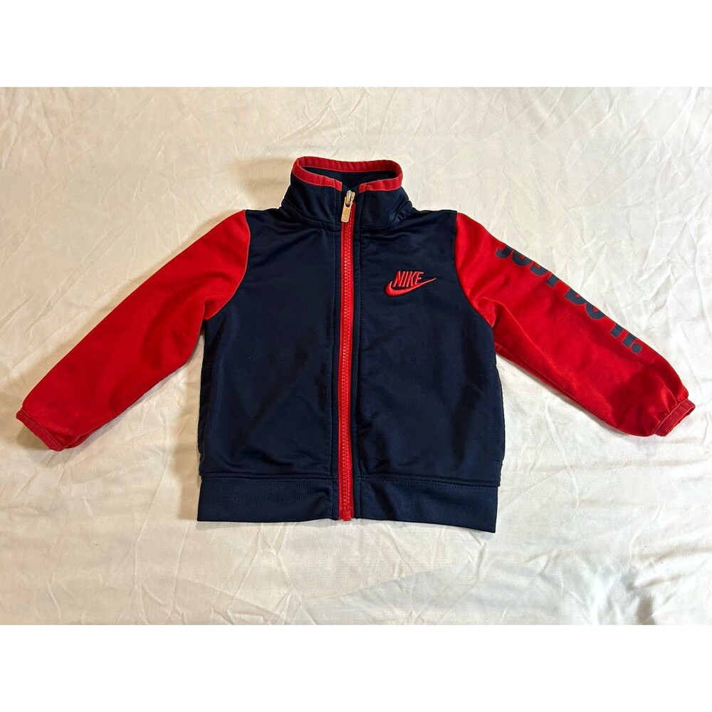 Nike Baby 12-18M Track Jacket Navy/Red Colorblock Full Zip Pockets Logo